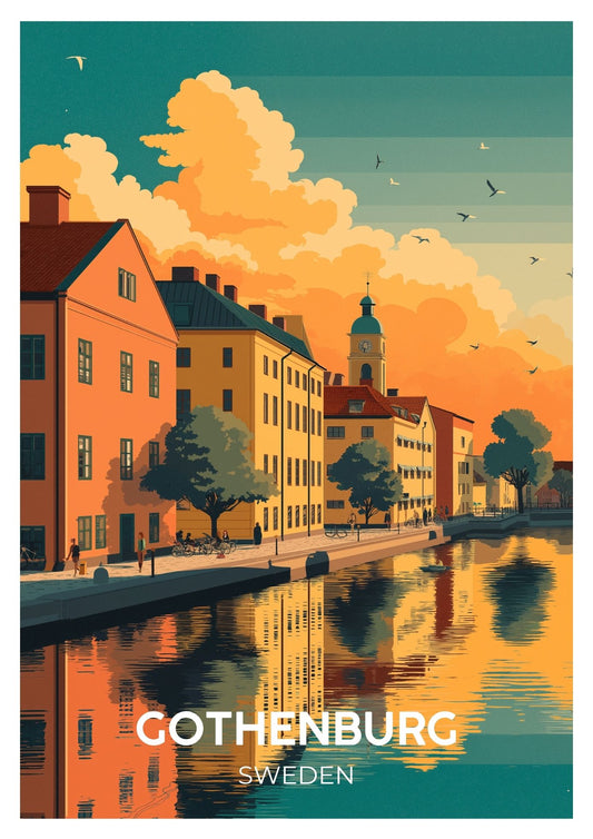 Vintage Gothenburg Sweden travel poster wall art print – Atlas Prints
