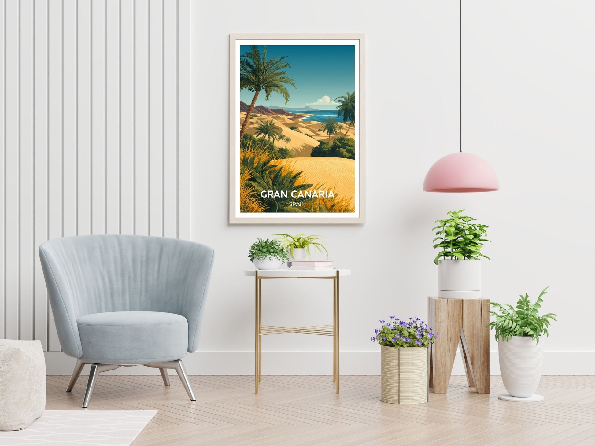 Gran Canaria Spain travel print displayed in living room – Atlas Prints