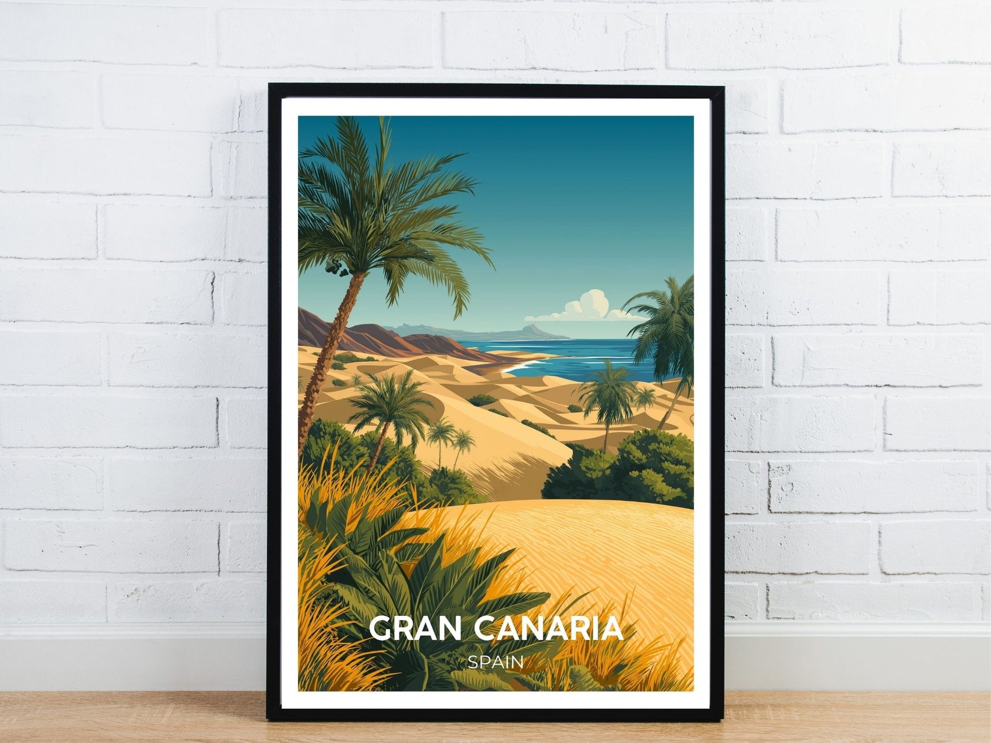 Minimal Gran Canaria Spain travel art poster – Atlas Prints