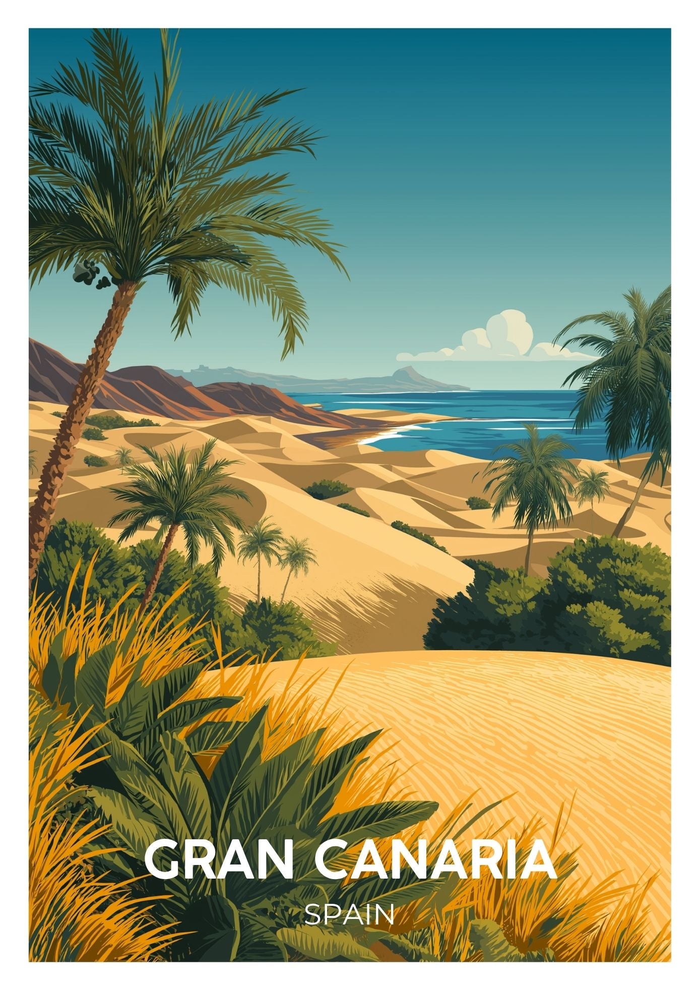 Vintage Gran Canaria Spain travel poster wall art print – Atlas Prints