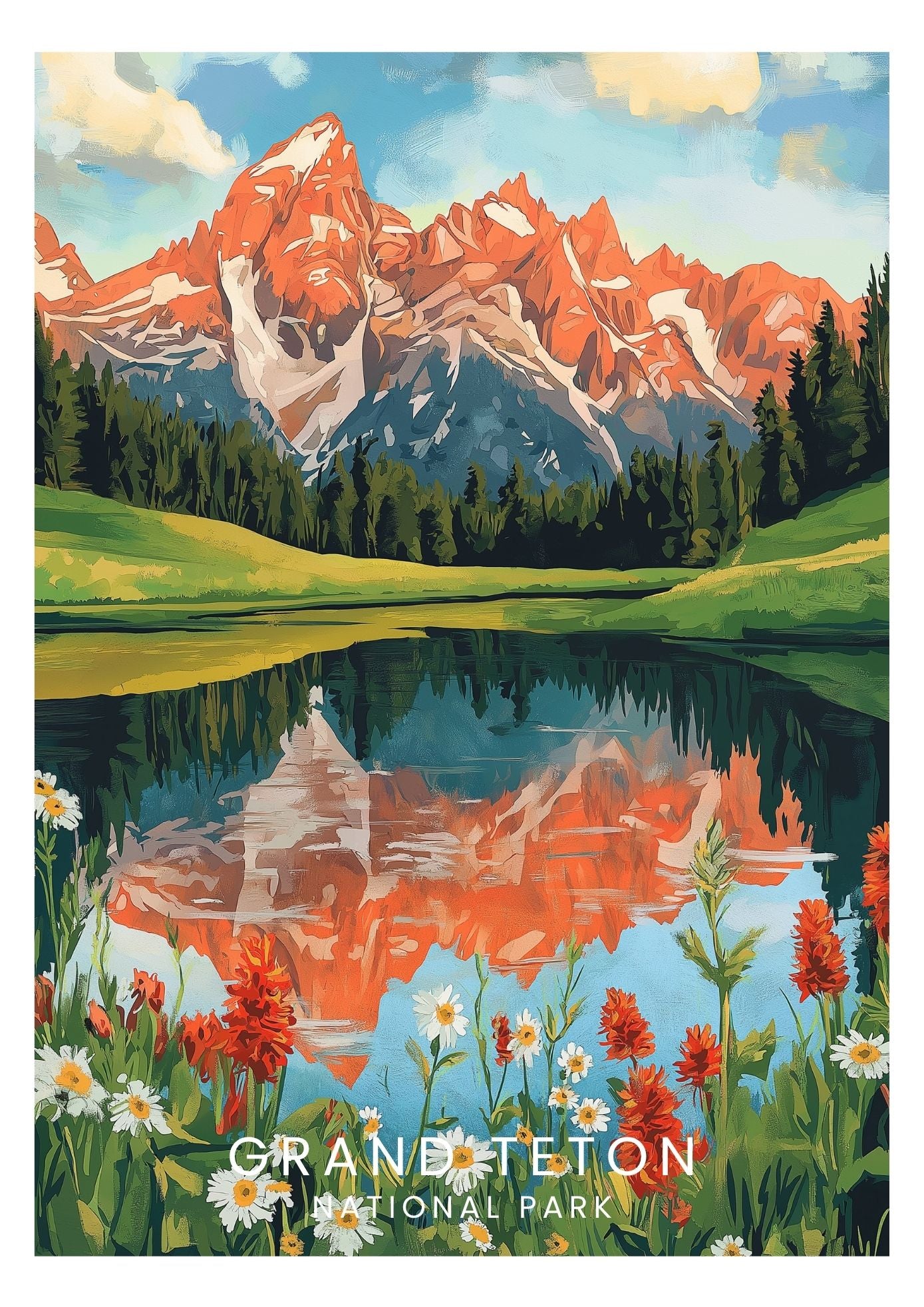 Vintage Grand Teton National Park travel poster wall art print – Atlas Prints