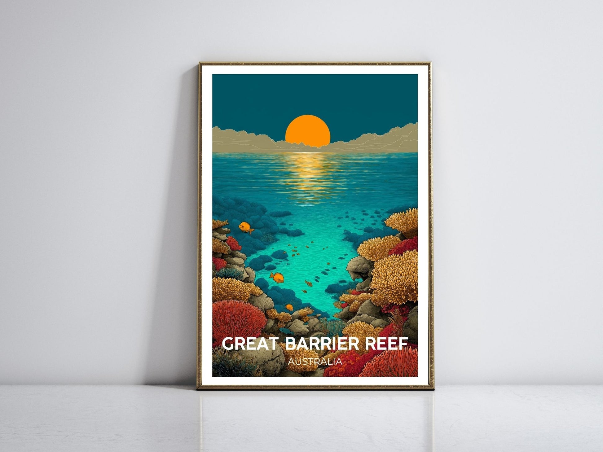 Great Barrier Reef framed vintage travel poster – Atlas Prints