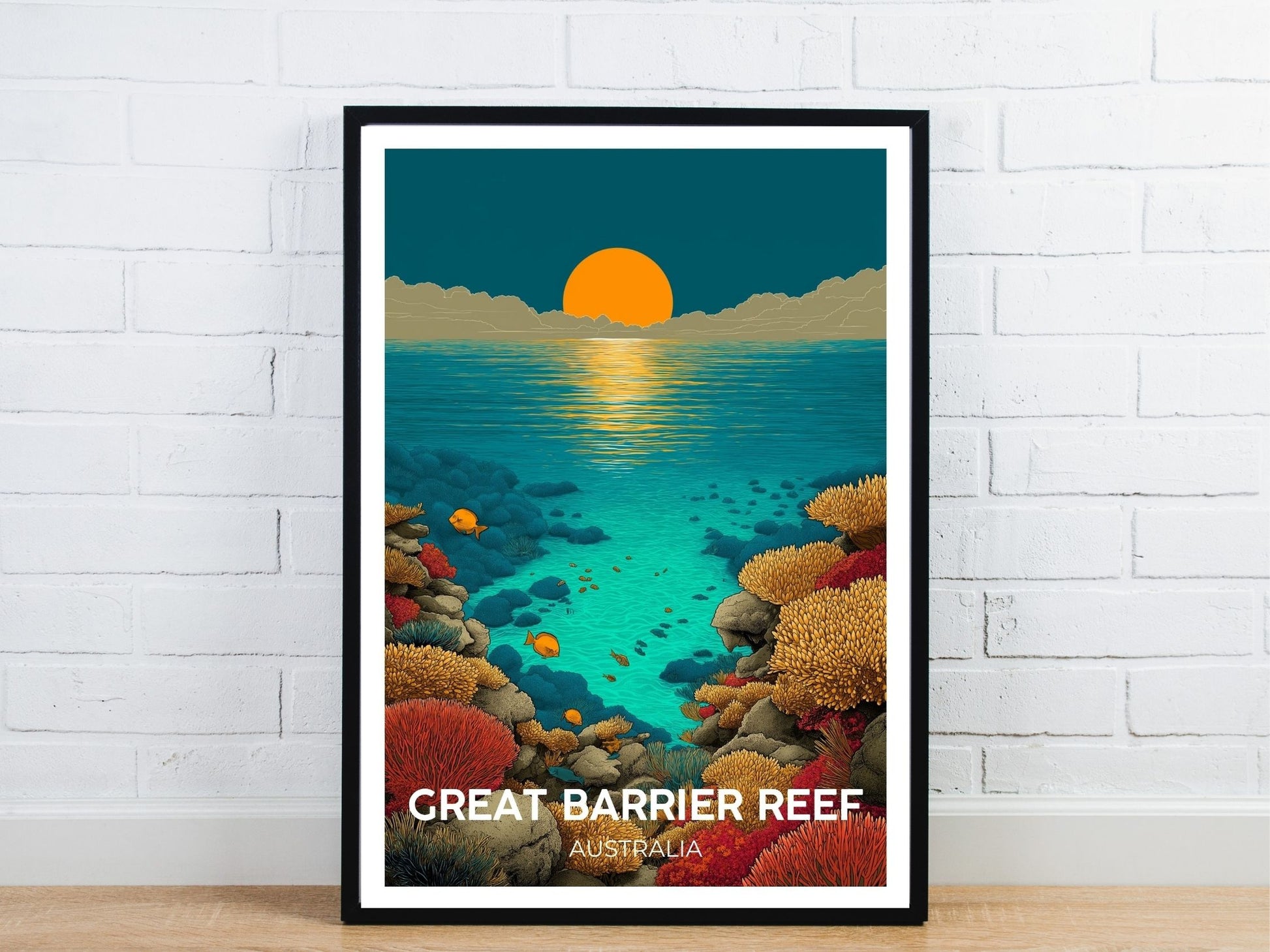 Minimal Great Barrier Reef travel art poster – Atlas Prints