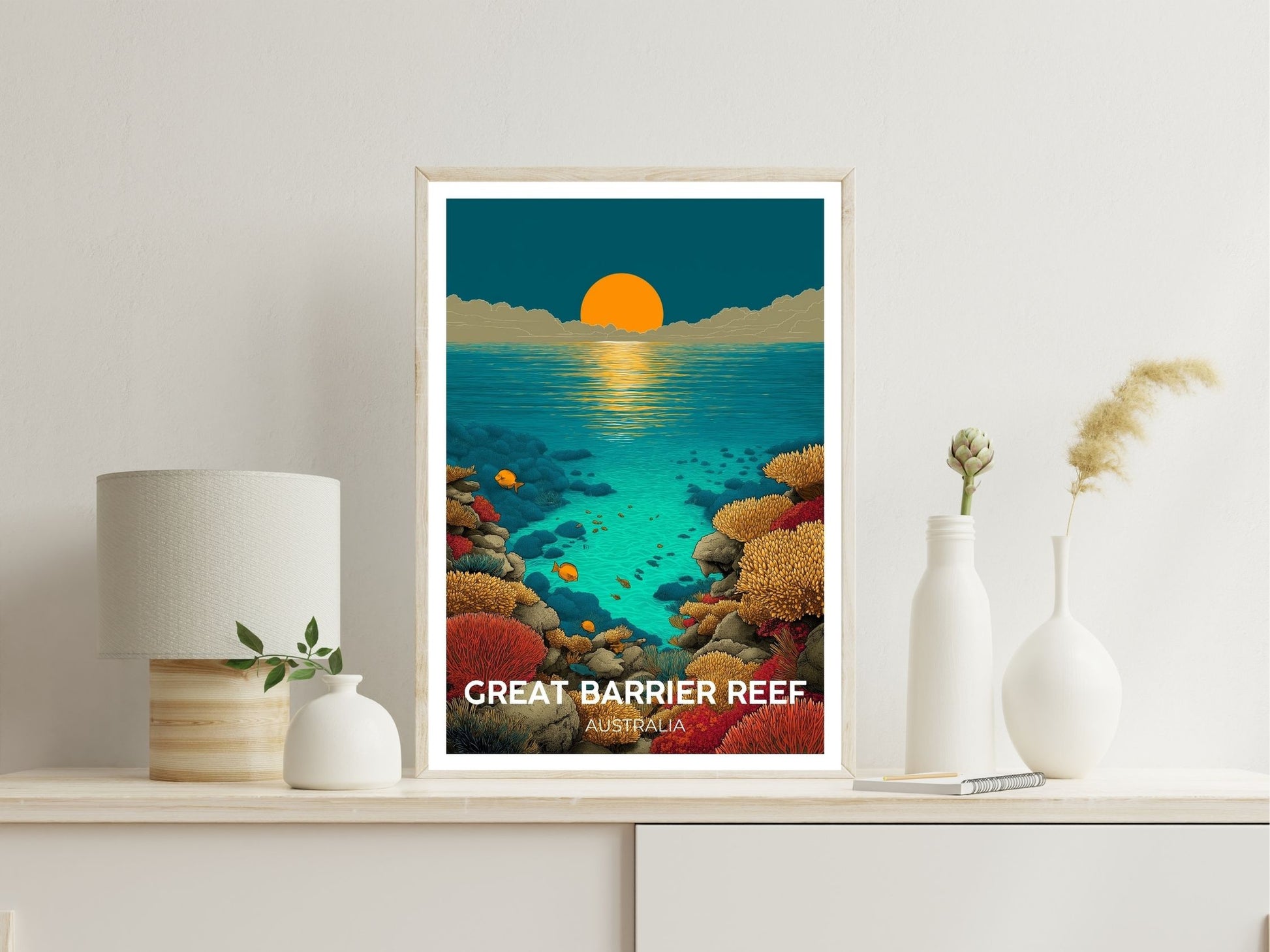 Close-up of Great Barrier Reef travel poster matte texture – Atlas Prints
