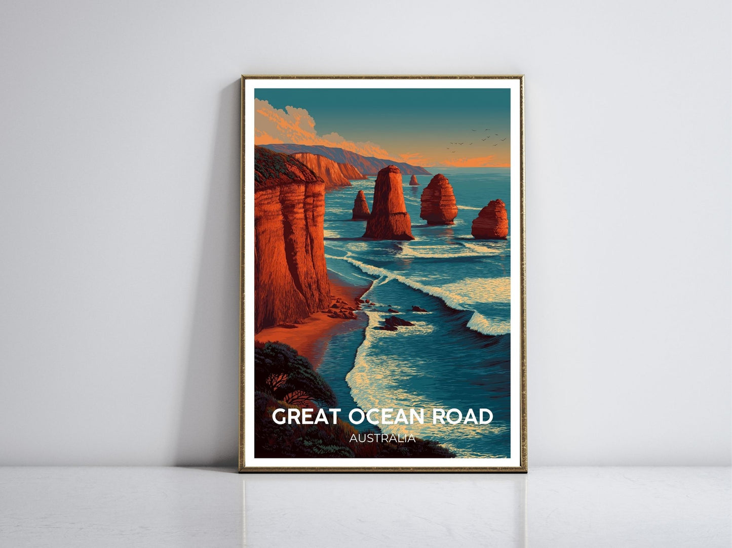 Great Ocean Road Australia framed vintage travel poster – Atlas Prints