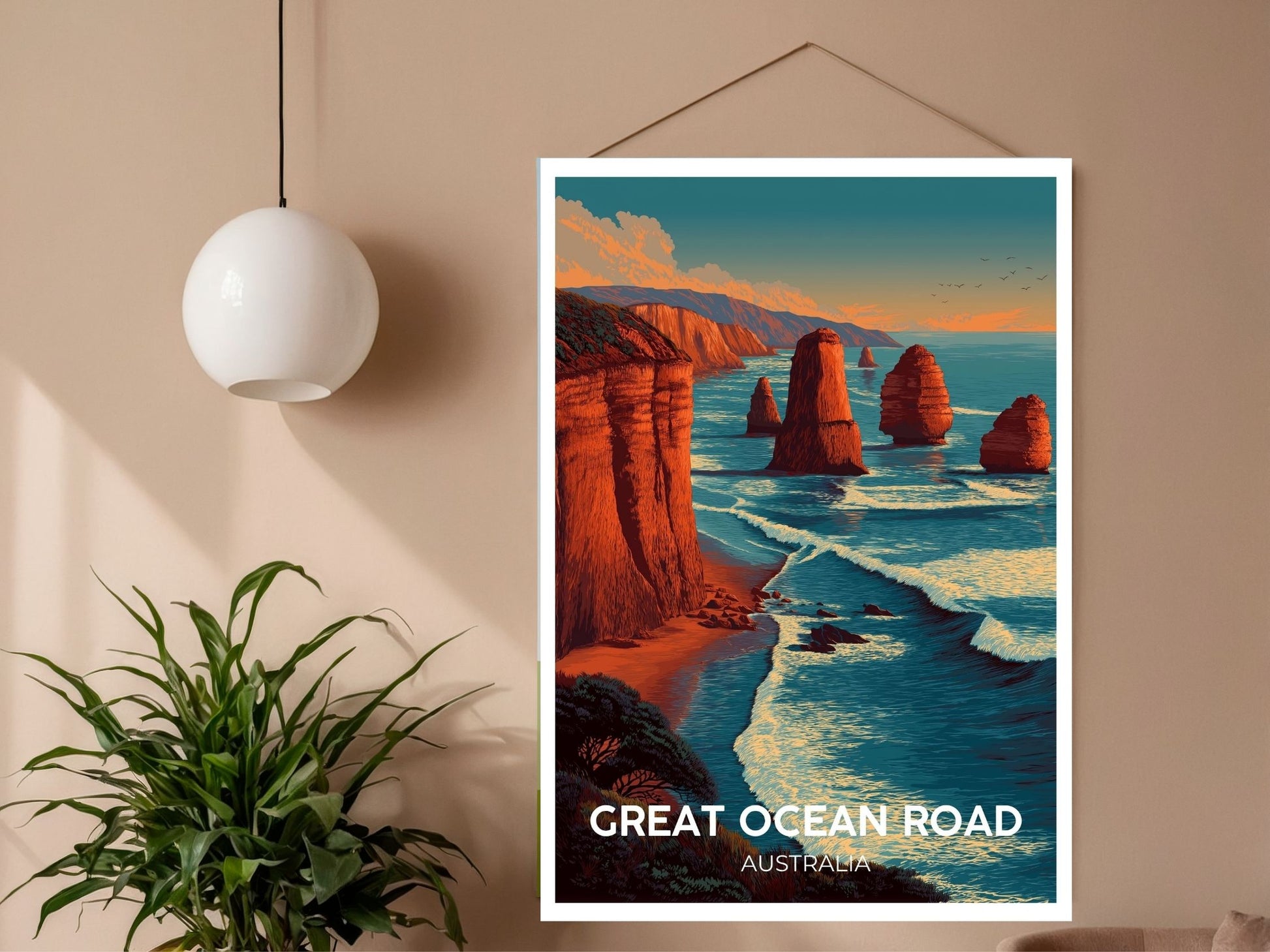Close-up of Great Ocean Road Australia travel poster matte texture – Atlas Prints