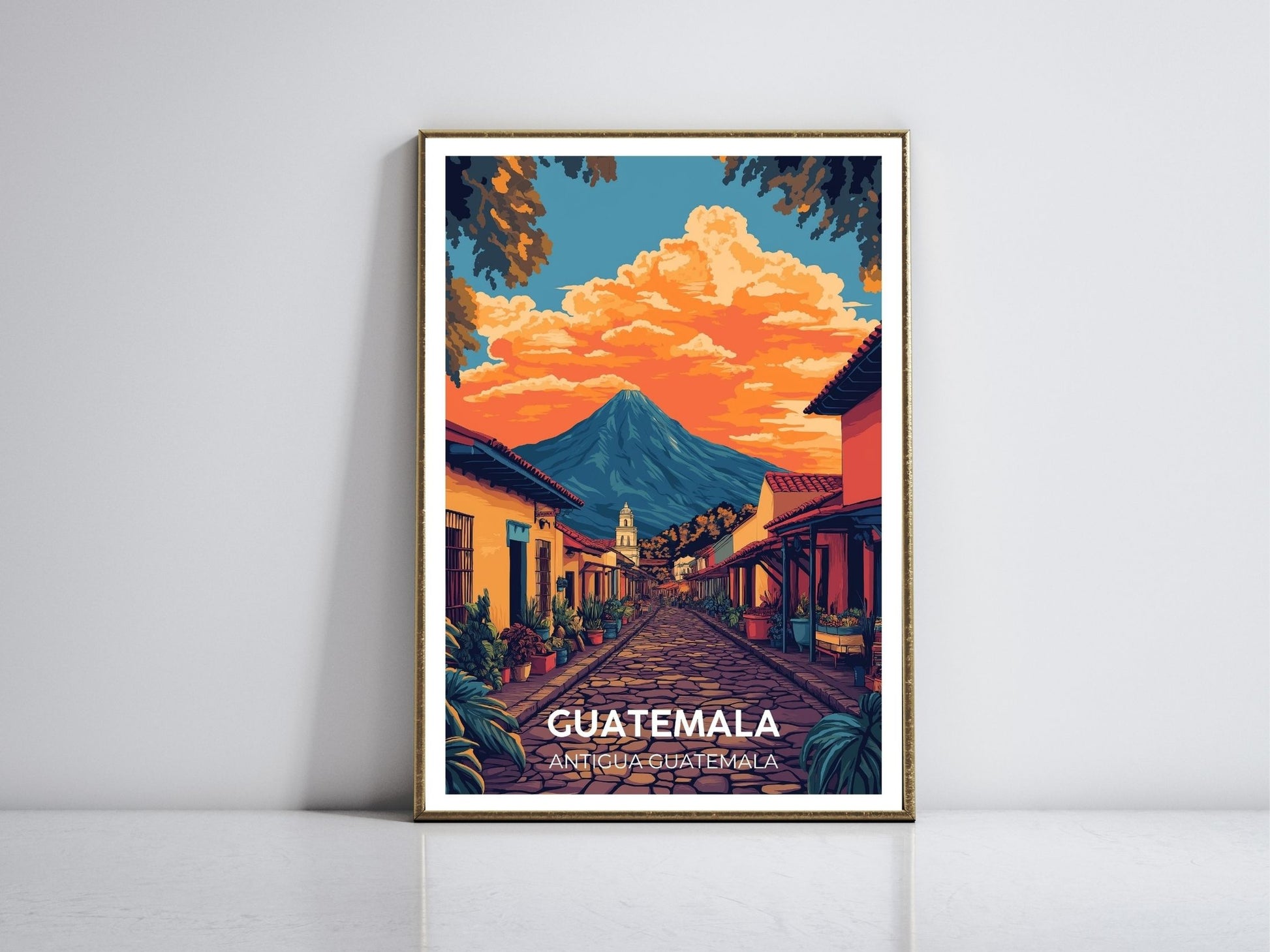 Guatemala Antigua framed vintage travel poster – Atlas Prints