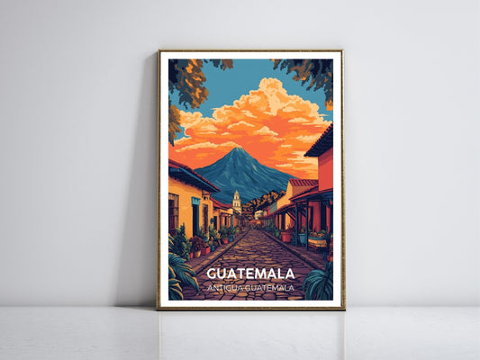 Guatemala Antigua framed vintage travel poster – Atlas Prints