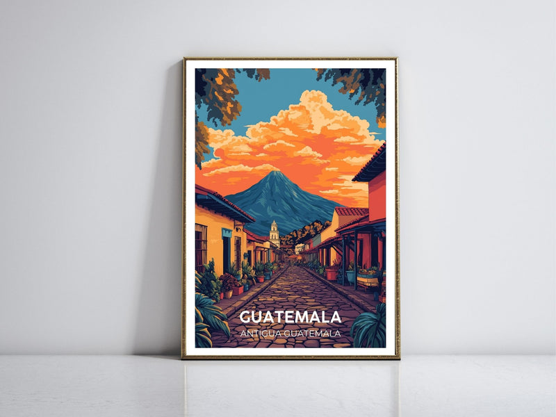 Guatemala Antigua framed vintage travel poster – Atlas Prints