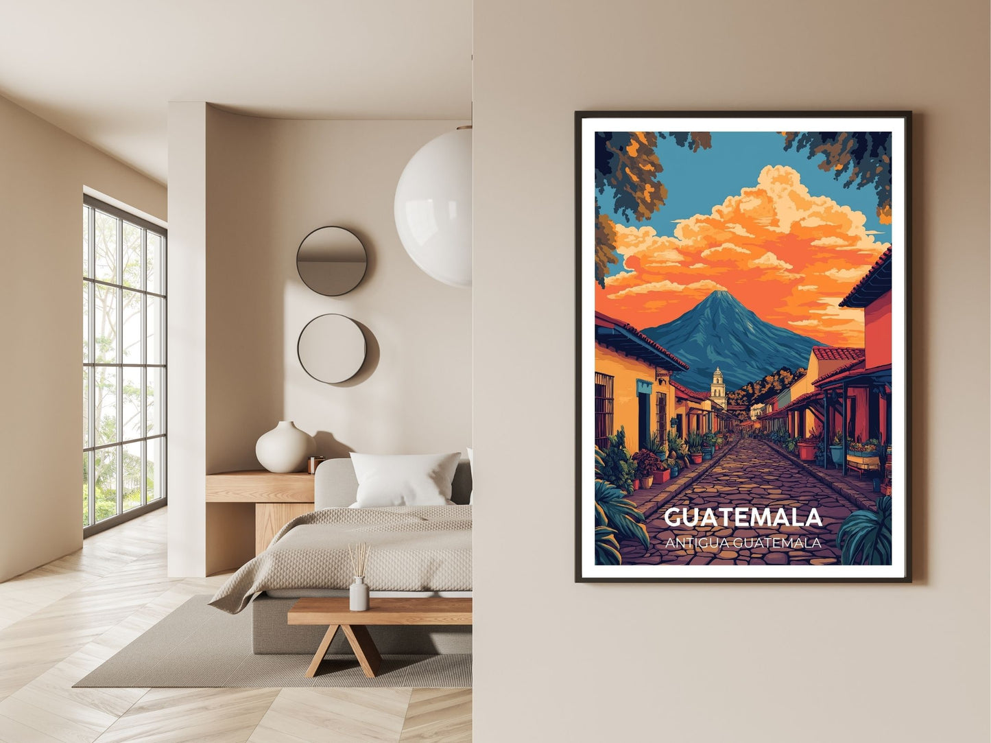 Gallery wall display of Guatemala Antigua travel poster – Atlas Prints