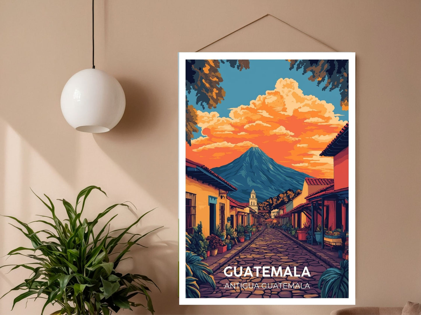 Close-up of Guatemala Antigua travel poster matte texture – Atlas Prints