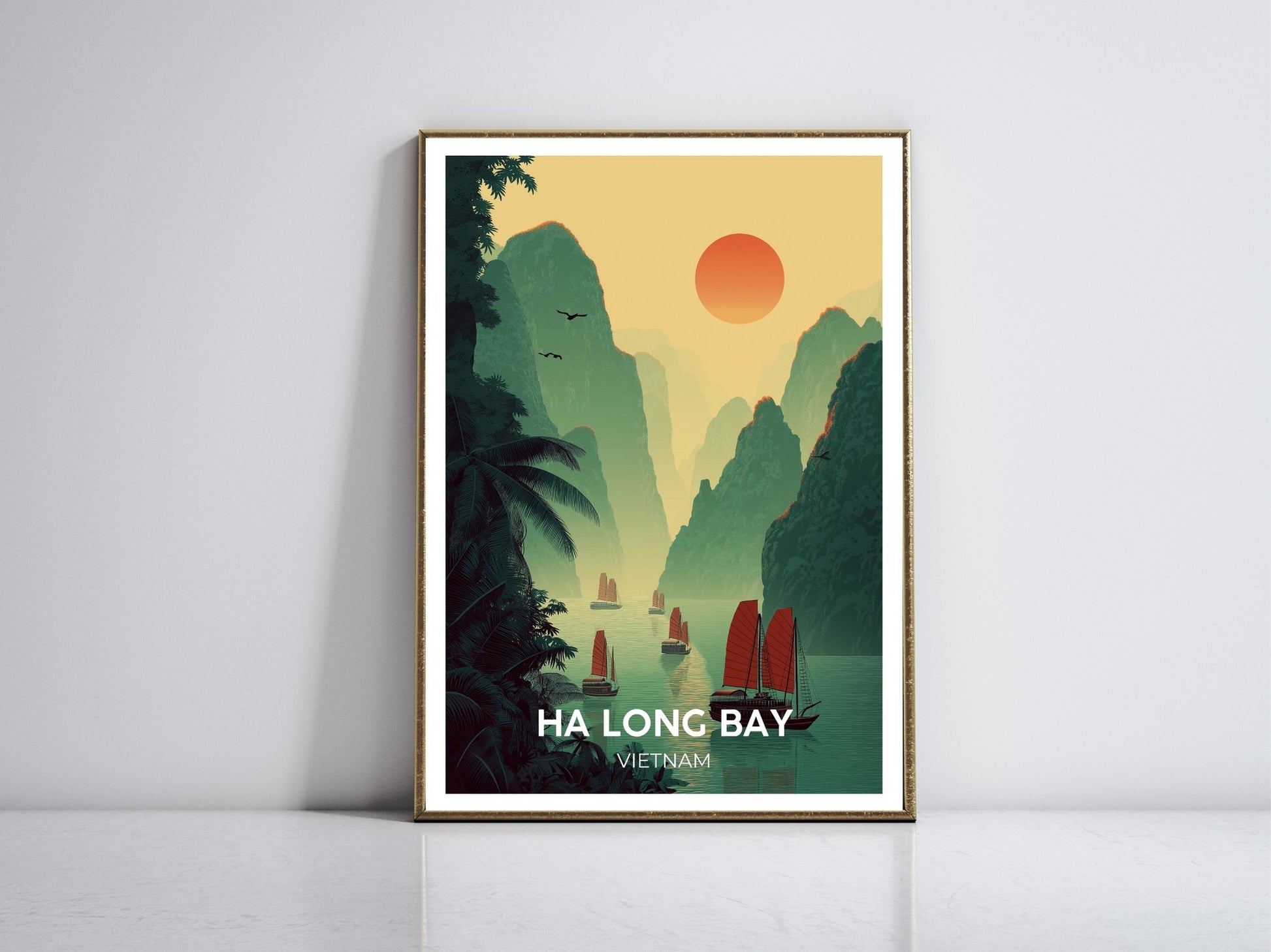Ha Long Bay framed vintage travel poster – Atlas Prints