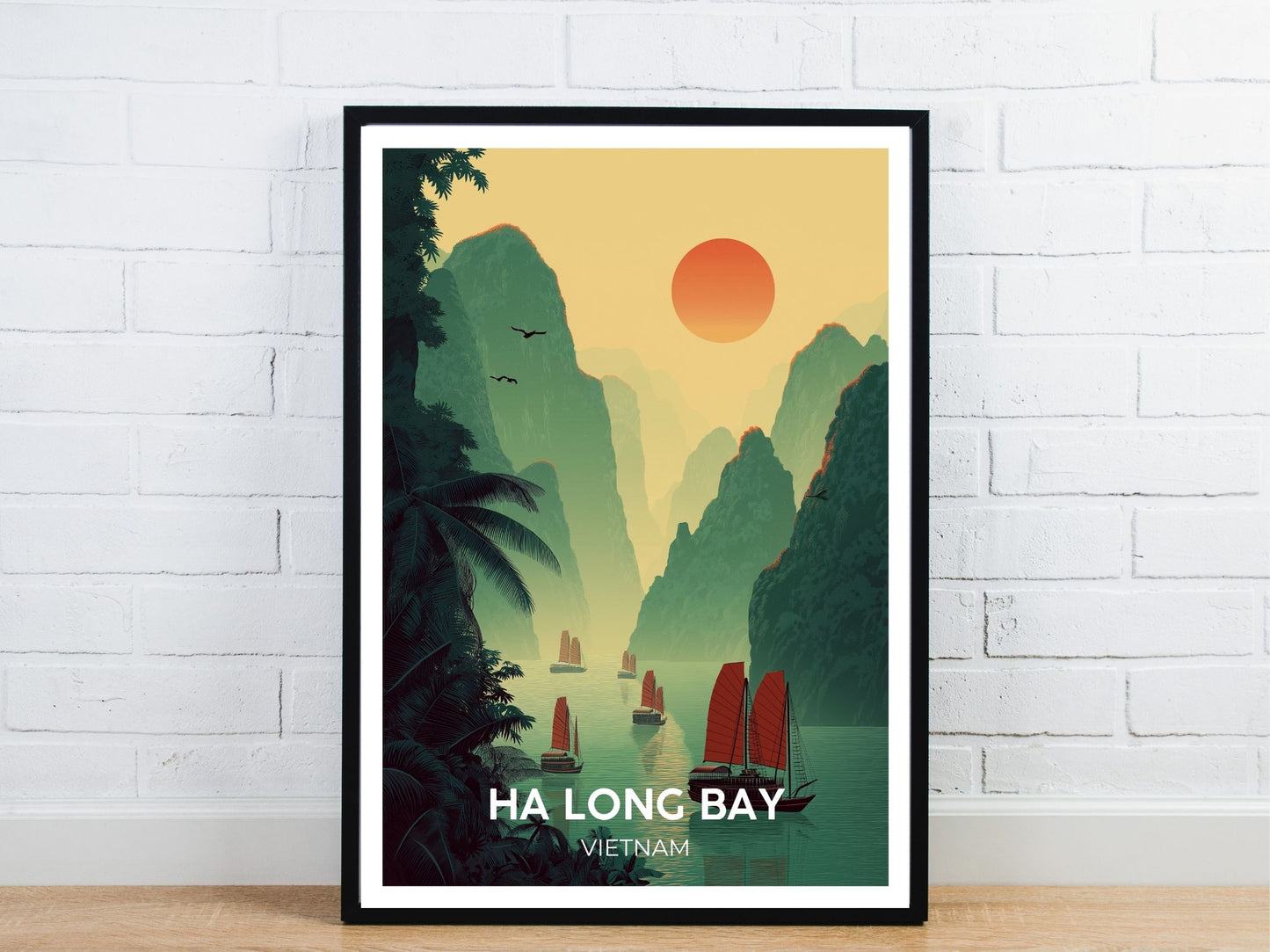 Minimal Ha Long Bay travel art poster – Atlas Prints