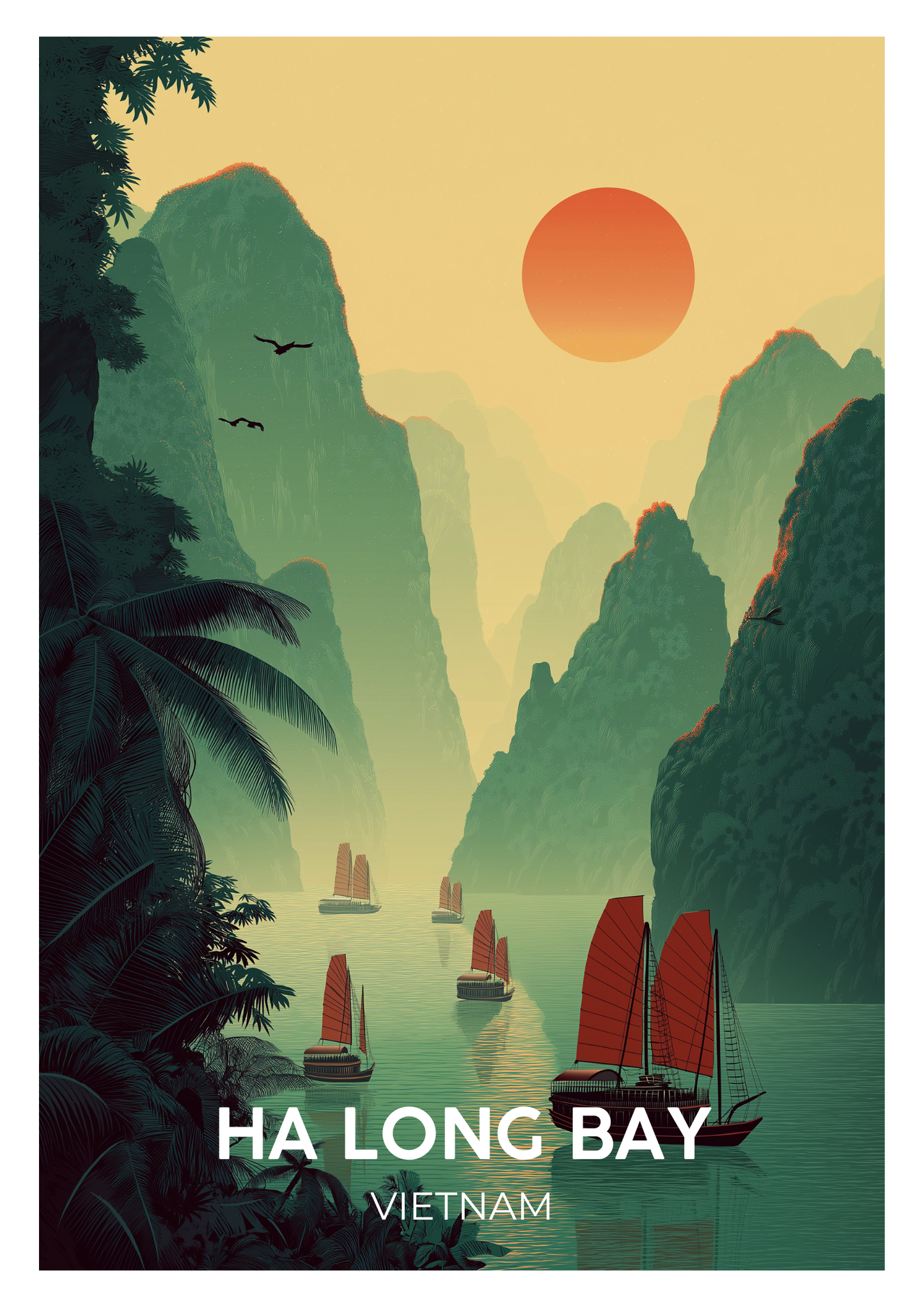 Ha Long Bay, Vietnam – Vintage Travel Poster
