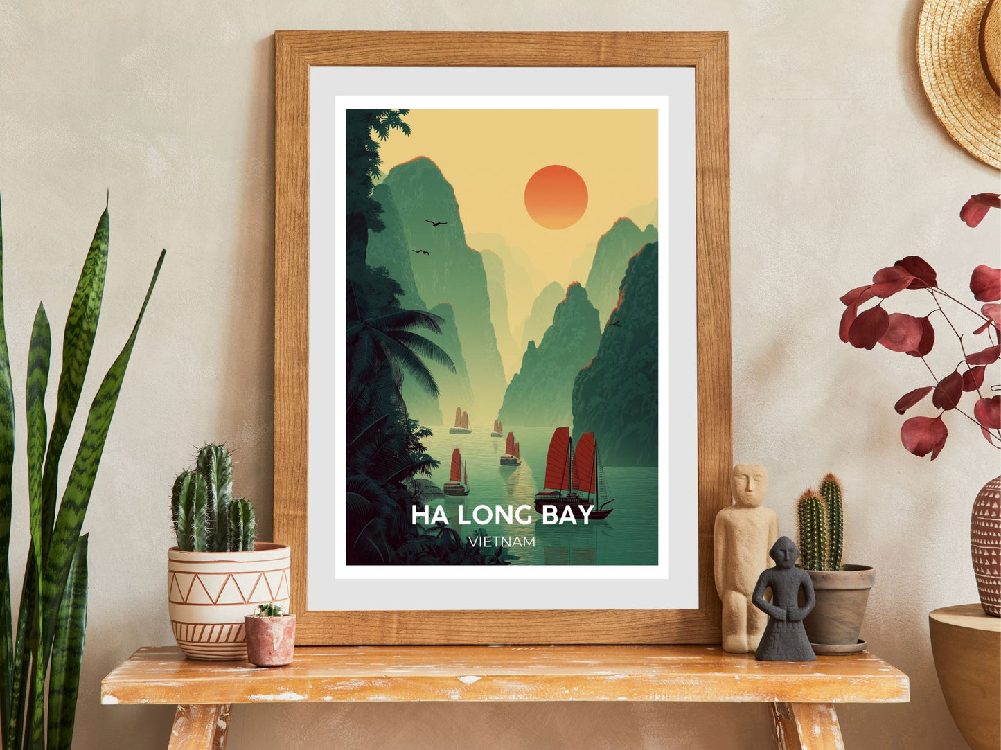 Close-up of Ha Long Bay travel poster matte texture – Atlas Prints