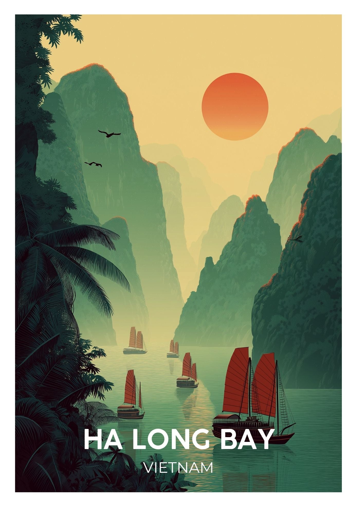 Vintage Ha Long Bay travel poster wall art print – Atlas Prints