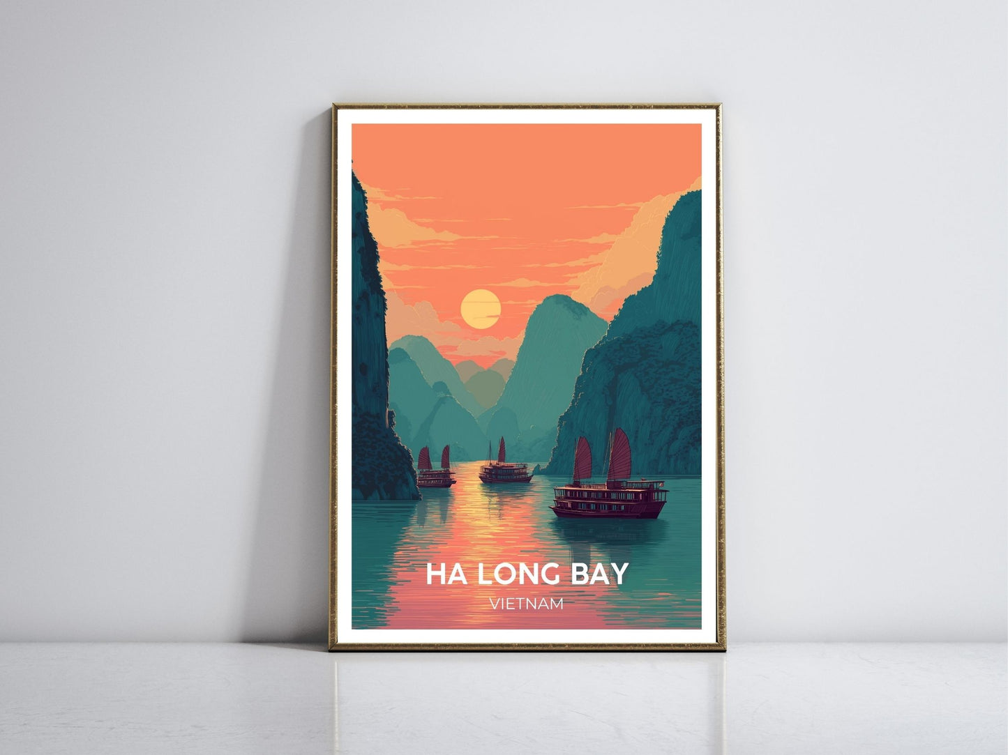Ha Long Bay Vietnam framed vintage travel poster – Atlas Prints