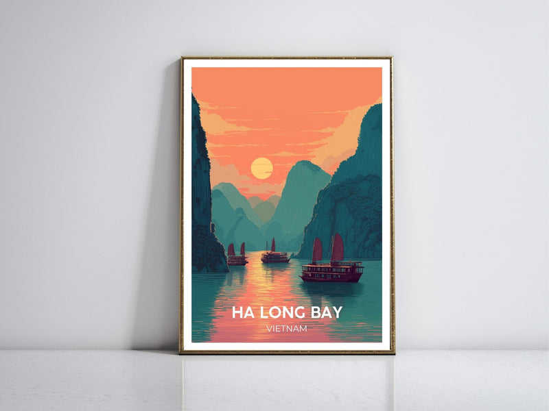 Ha Long Bay Vietnam framed vintage travel poster – Atlas Prints