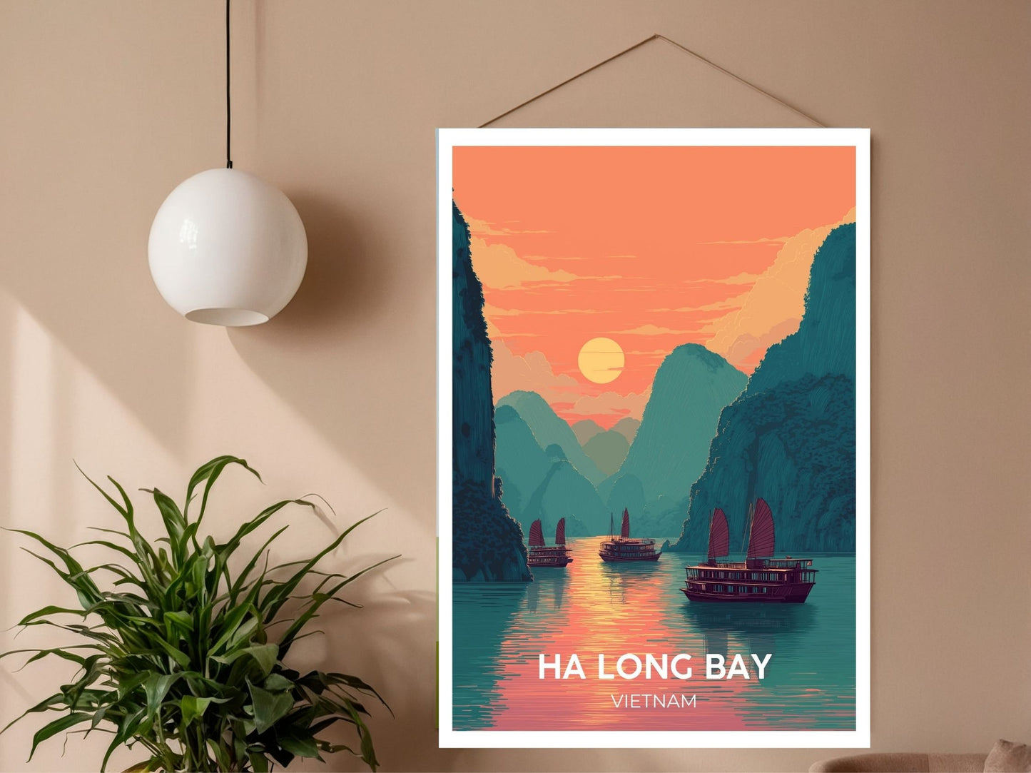 Gallery wall display of Ha Long Bay Vietnam travel poster – Atlas Prints