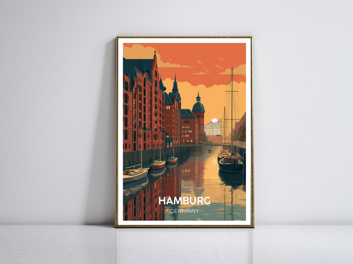Hamburg Germany framed vintage travel poster – Atlas Prints
