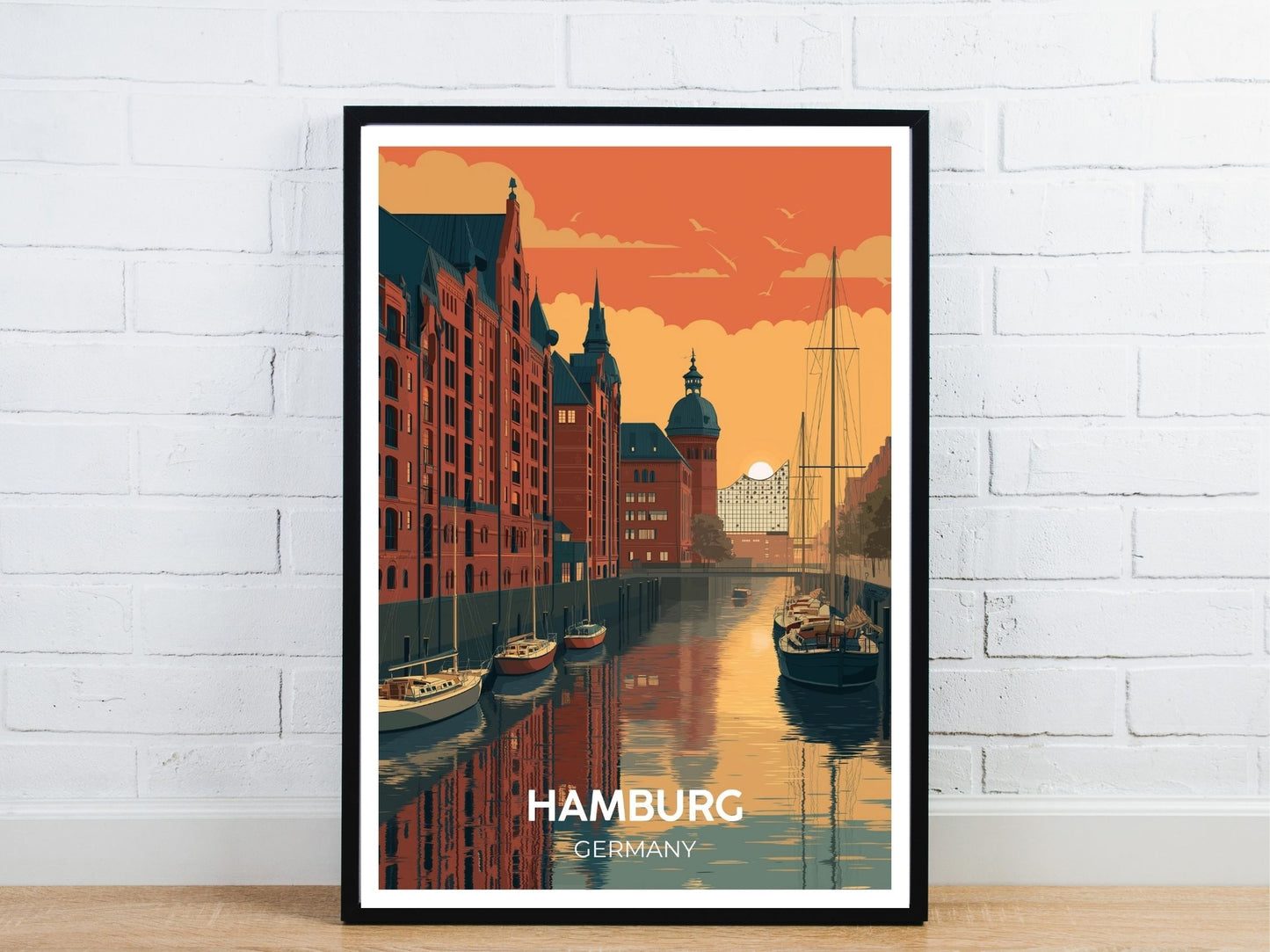 Minimal Hamburg Germany travel art poster – Atlas Prints