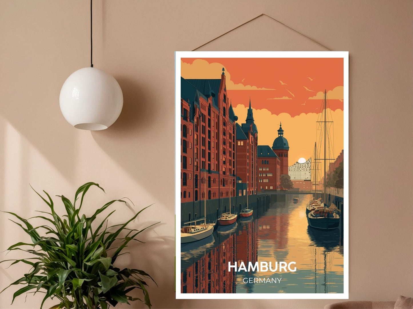 Close-up of Hamburg Germany travel poster matte texture – Atlas Prints