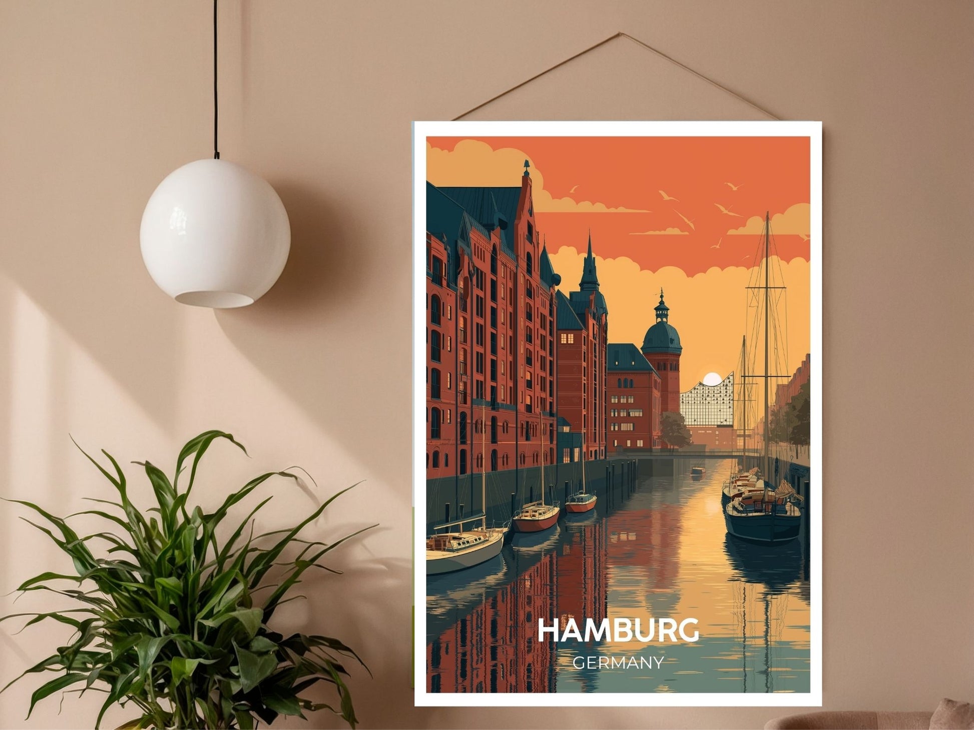 Close-up of Hamburg Germany travel poster matte texture – Atlas Prints