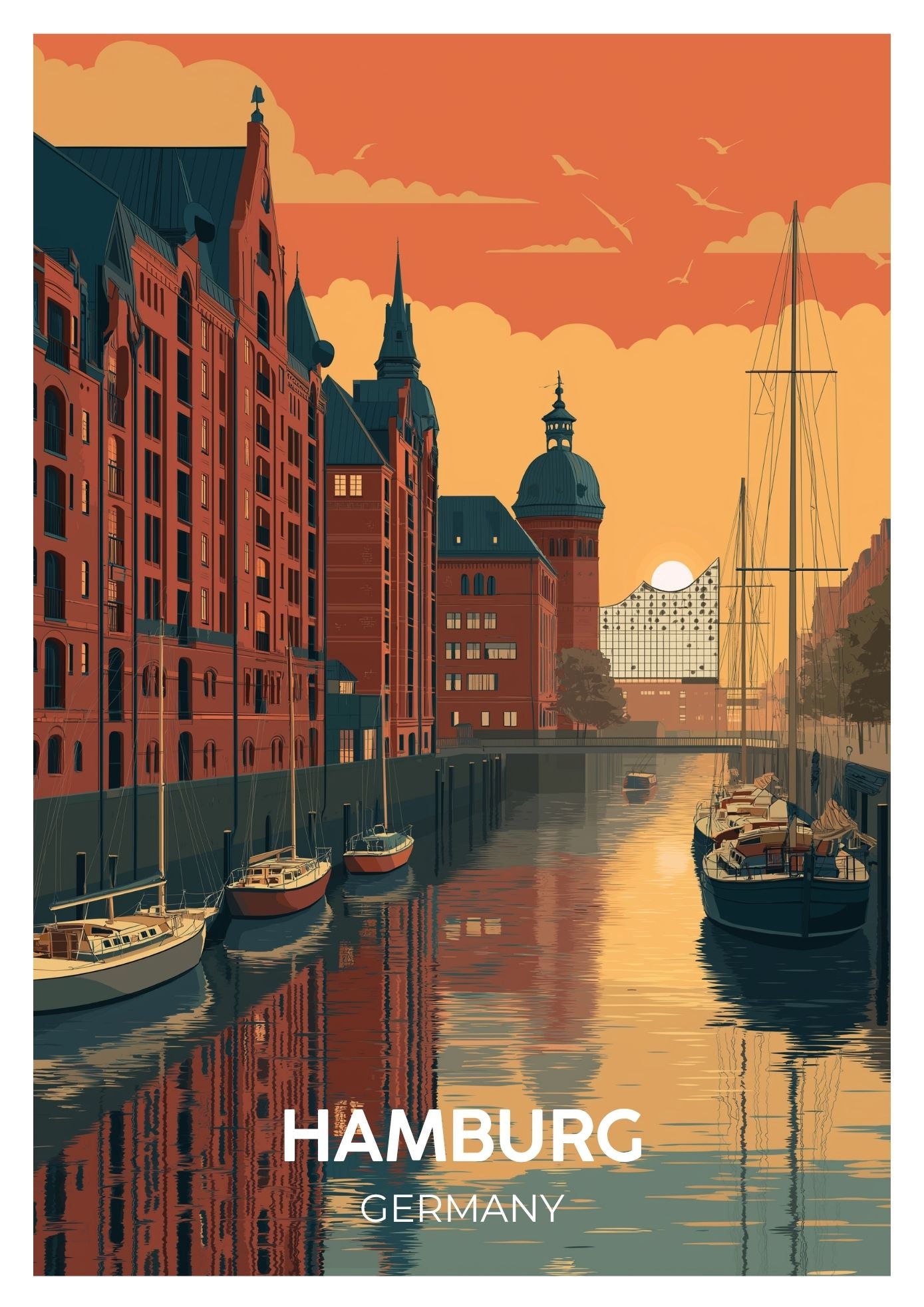 Vintage Hamburg Germany travel poster wall art print – Atlas Prints