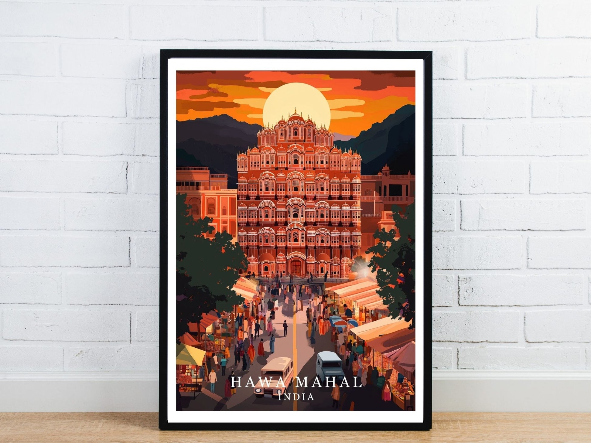 Minimal Hawa Mahal travel art poster – Atlas Prints