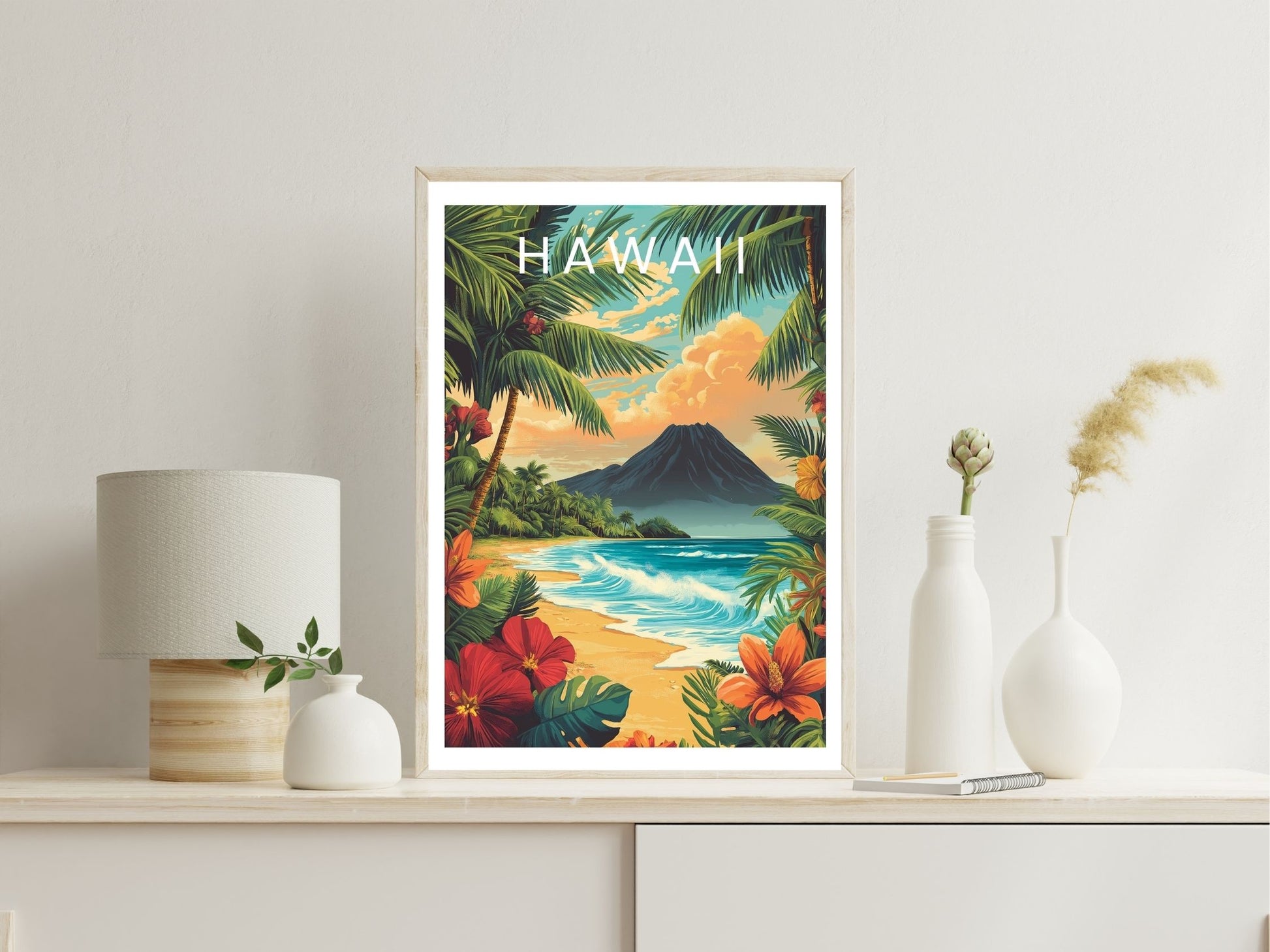 Hawaii wall art print displayed in bedroom – Atlas Prints