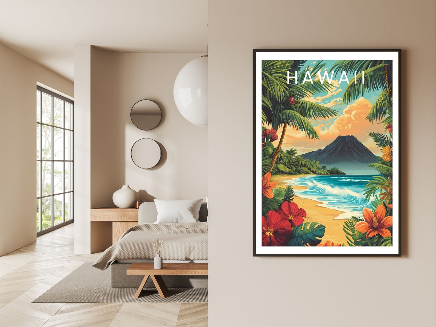 Gallery wall display of Hawaii travel poster – Atlas Prints