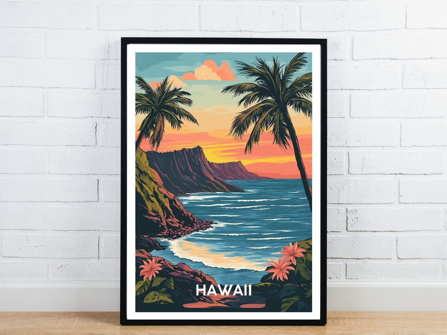 Minimal Hawaii Islands travel art poster – Atlas Prints
