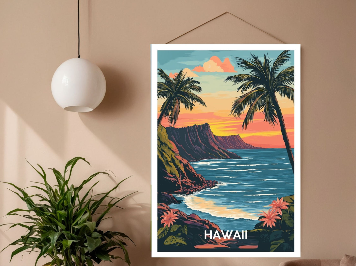 Close-up of Hawaii Islands travel poster matte texture – Atlas Prints