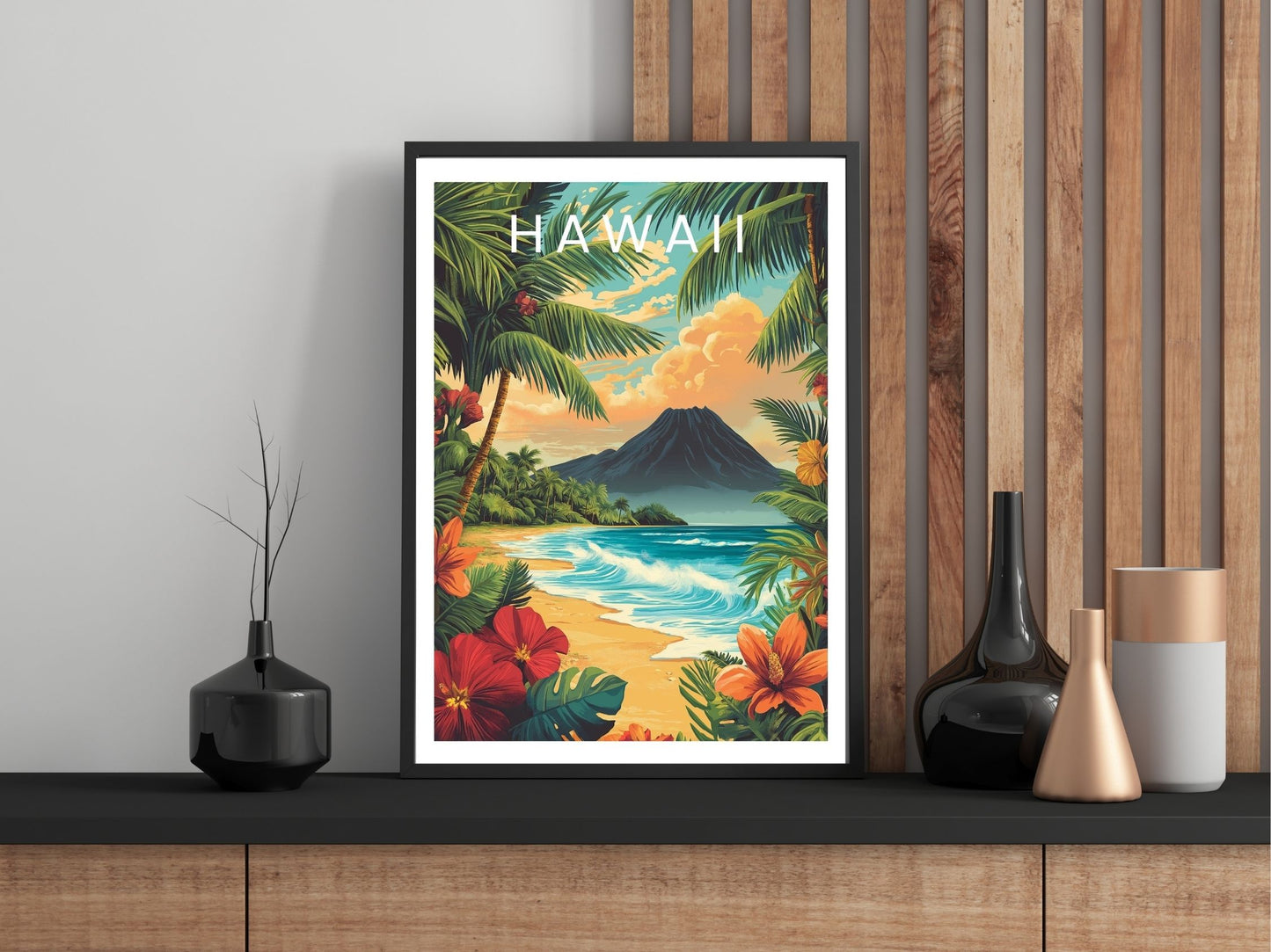 Close-up of Hawaii travel poster matte texture – Atlas Prints