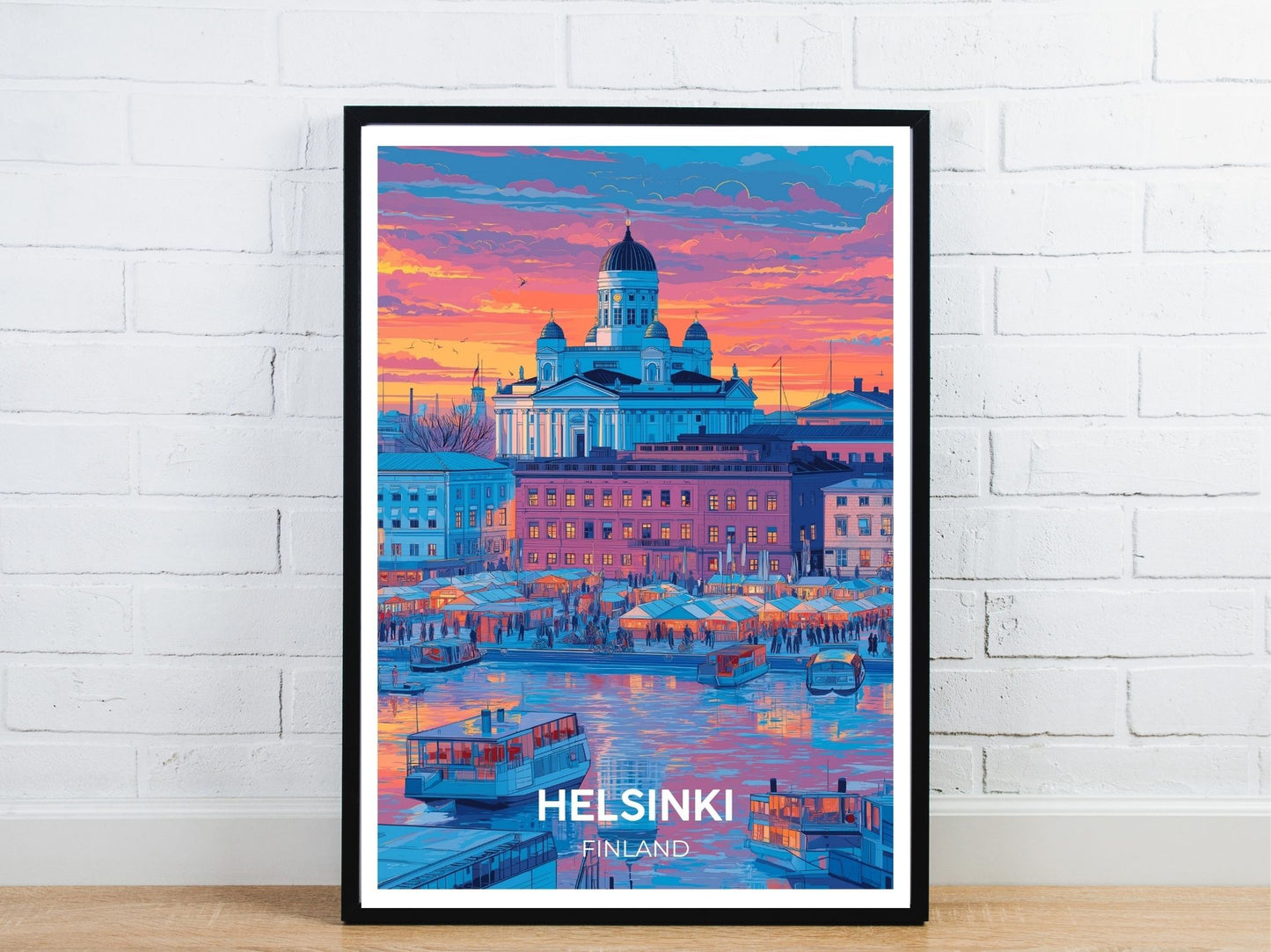 Minimal Helsinki Finland travel art poster – Atlas Prints