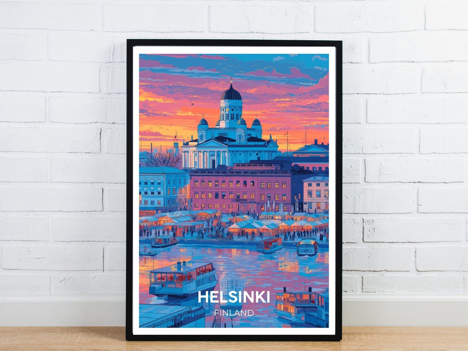 Minimal Helsinki Finland travel art poster – Atlas Prints