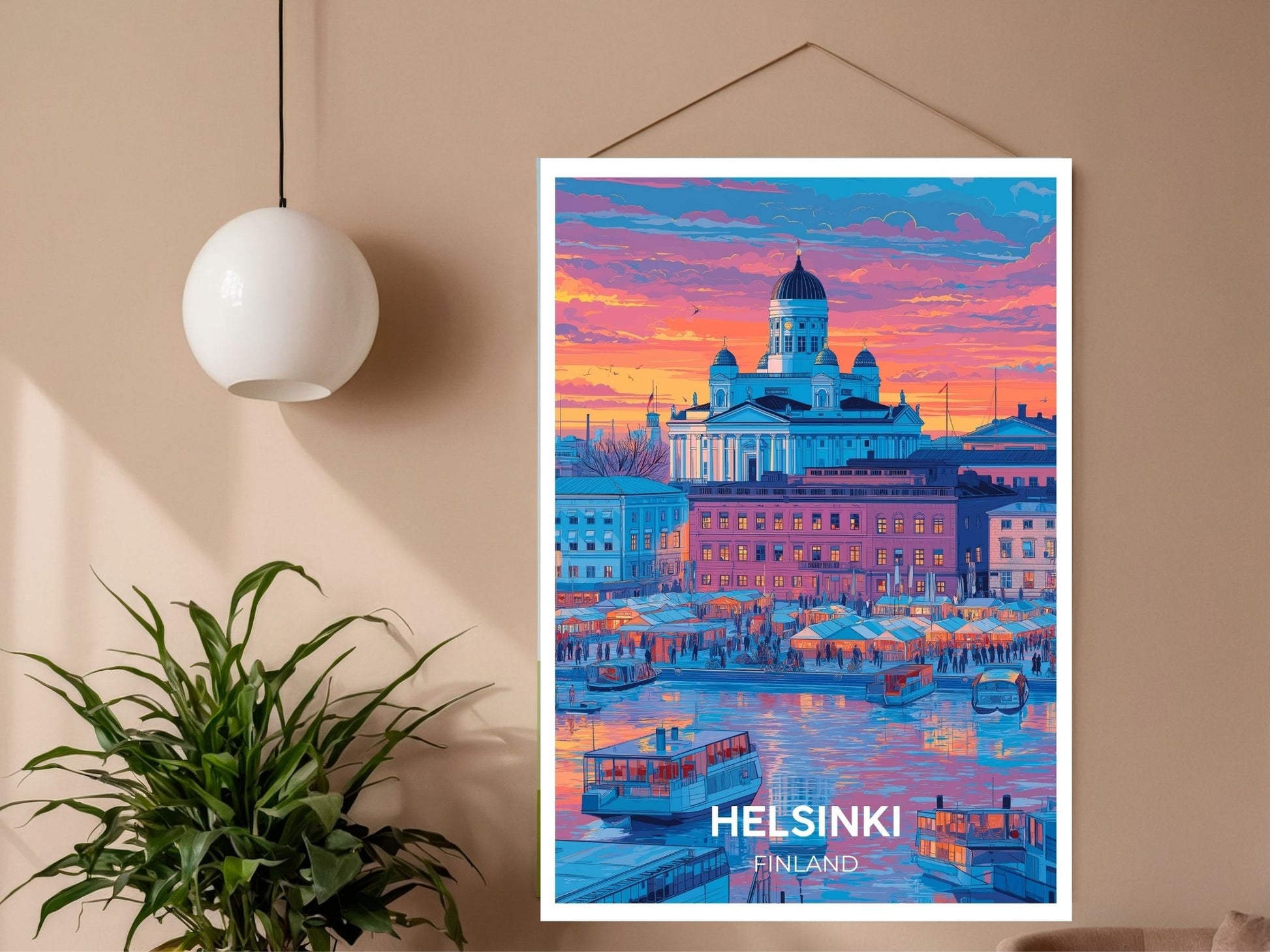 Close-up of Helsinki Finland travel poster matte texture – Atlas Prints