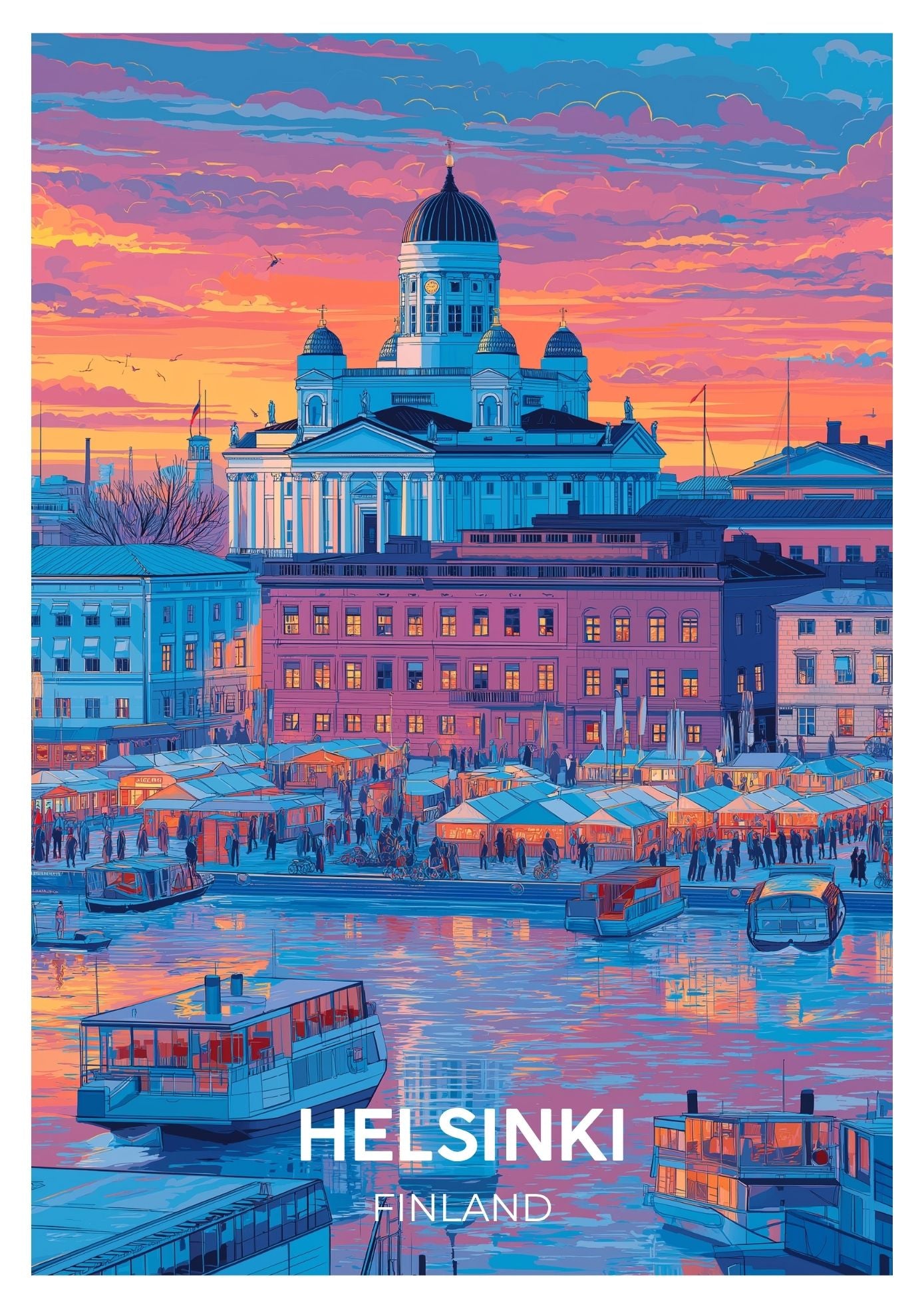 Vintage Helsinki Finland travel poster wall art print – Atlas Prints