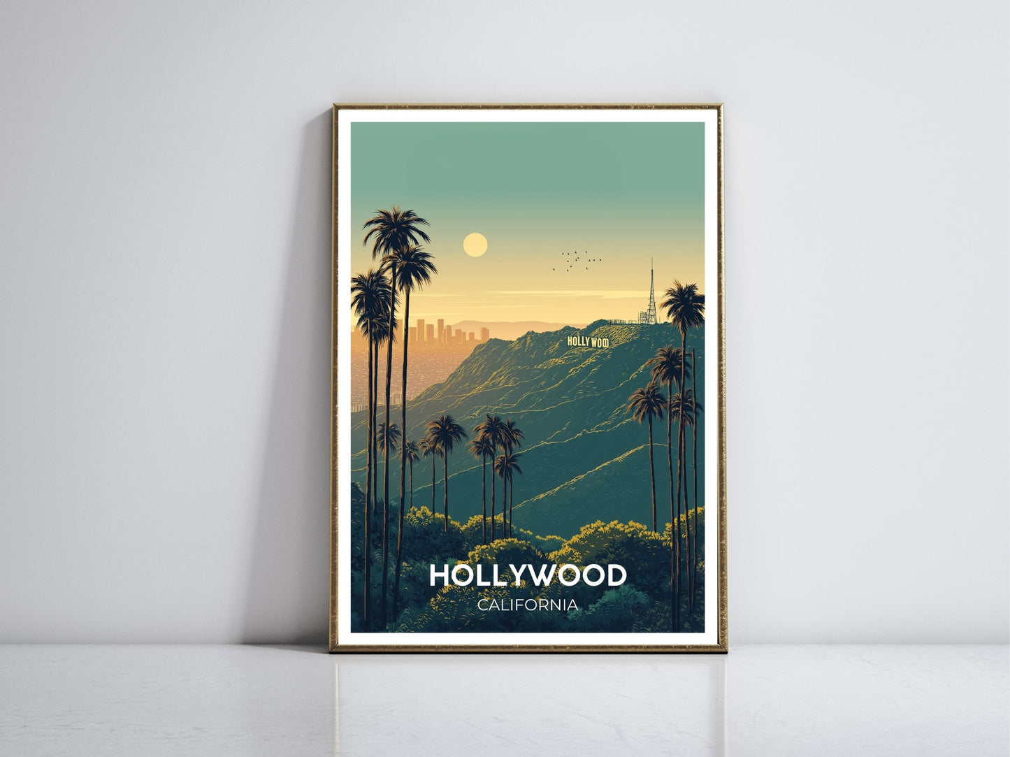Hollywood framed vintage travel poster – Atlas Prints