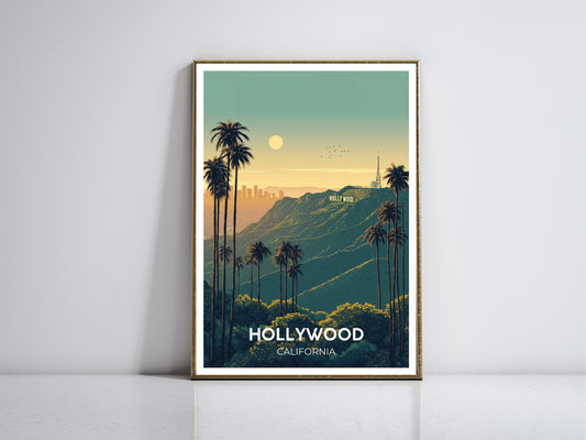 Hollywood framed vintage travel poster – Atlas Prints