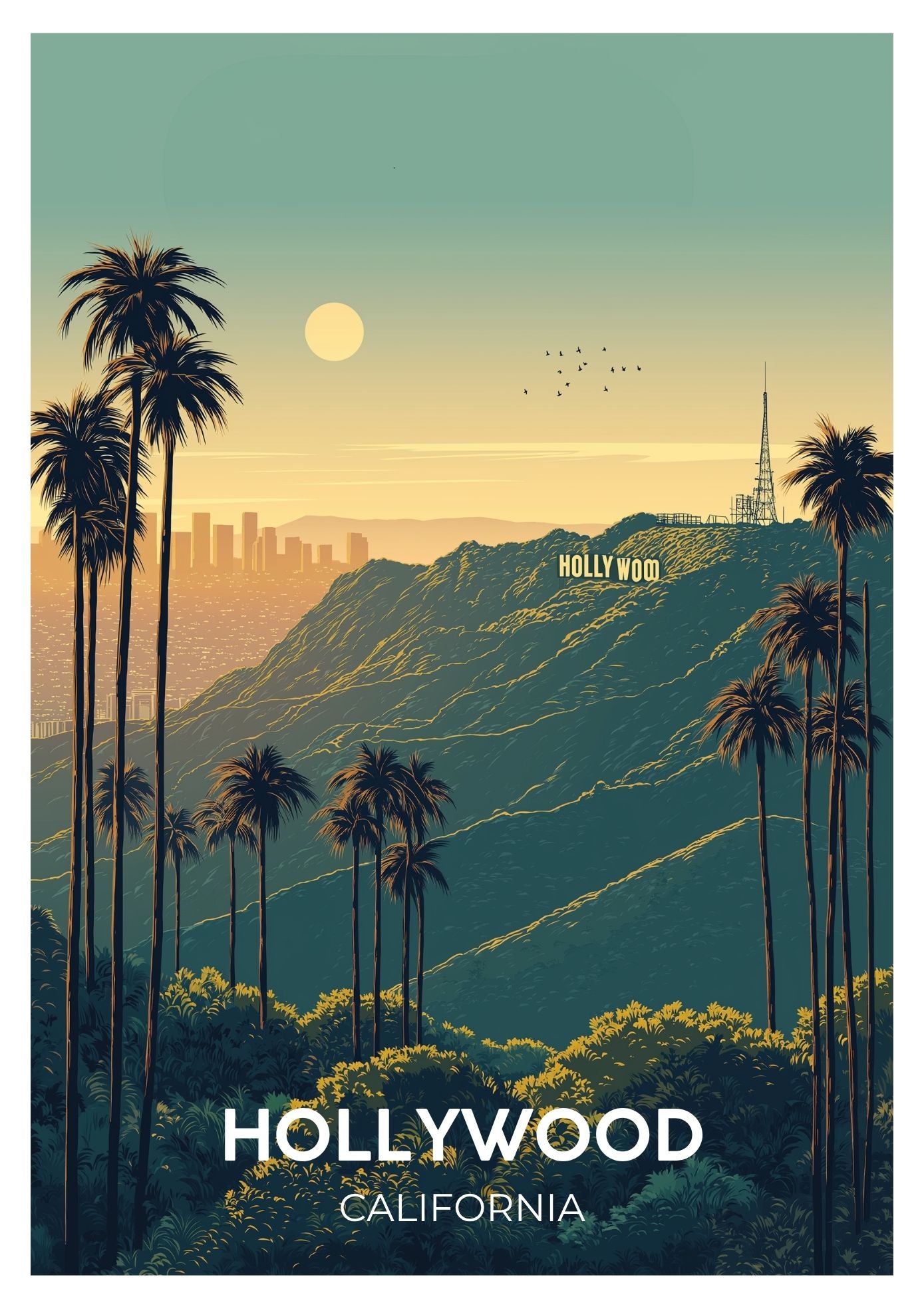Vintage Hollywood travel poster wall art print – Atlas Prints