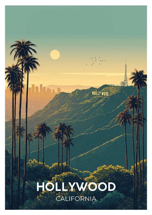 Vintage Hollywood travel poster wall art print – Atlas Prints