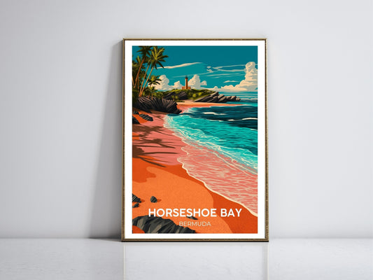 Horseshoe Bay Bermuda framed vintage travel poster – Atlas Prints