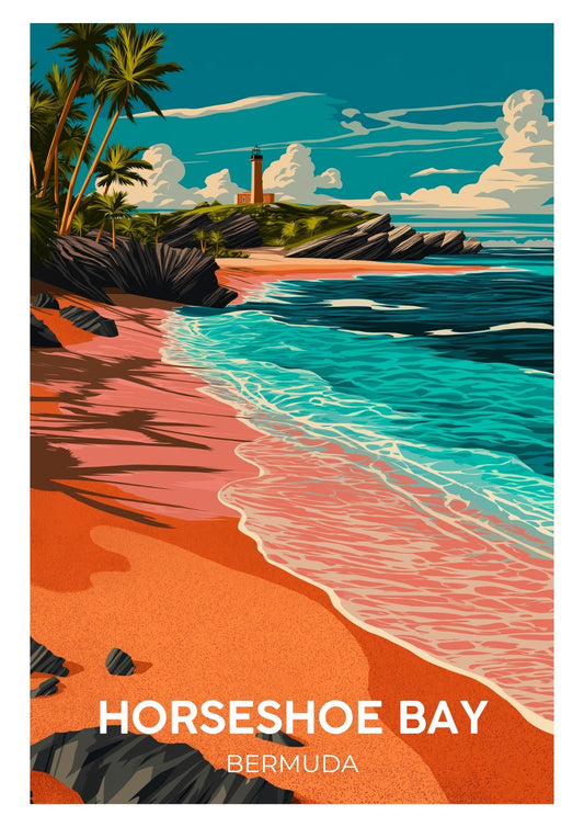 Vintage Horseshoe Bay Bermuda travel poster wall art print – Atlas Prints