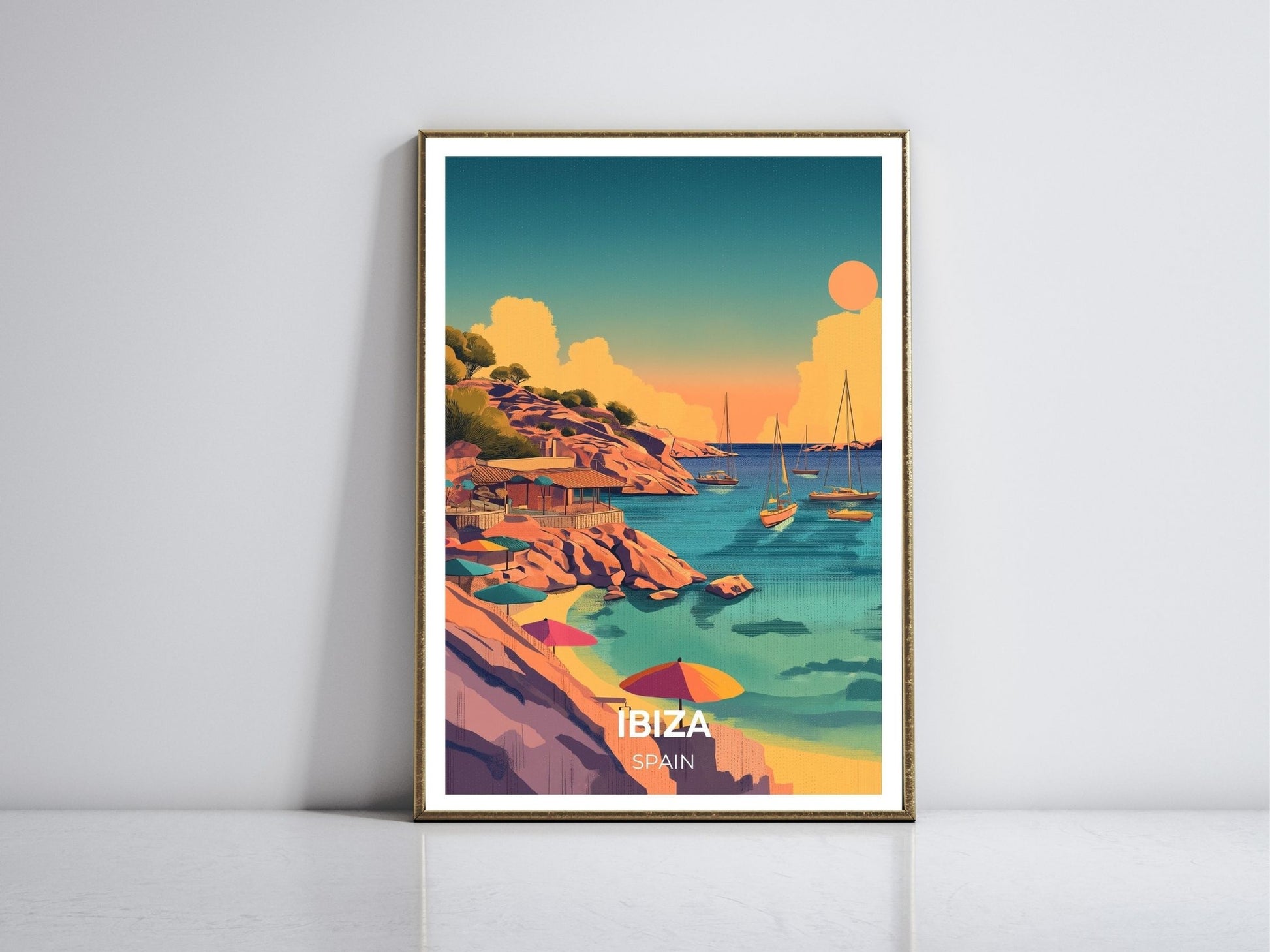 Ibiza Spain framed vintage travel poster – Atlas Prints