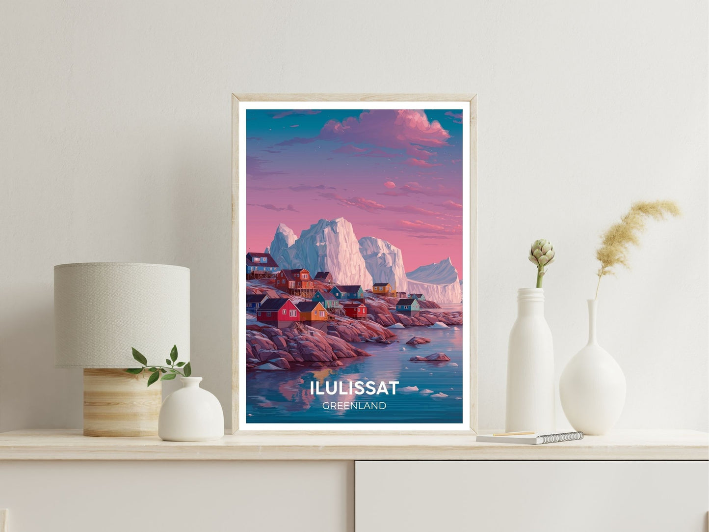 Ilulissat Greenland wall art print displayed in bedroom – Atlas Prints