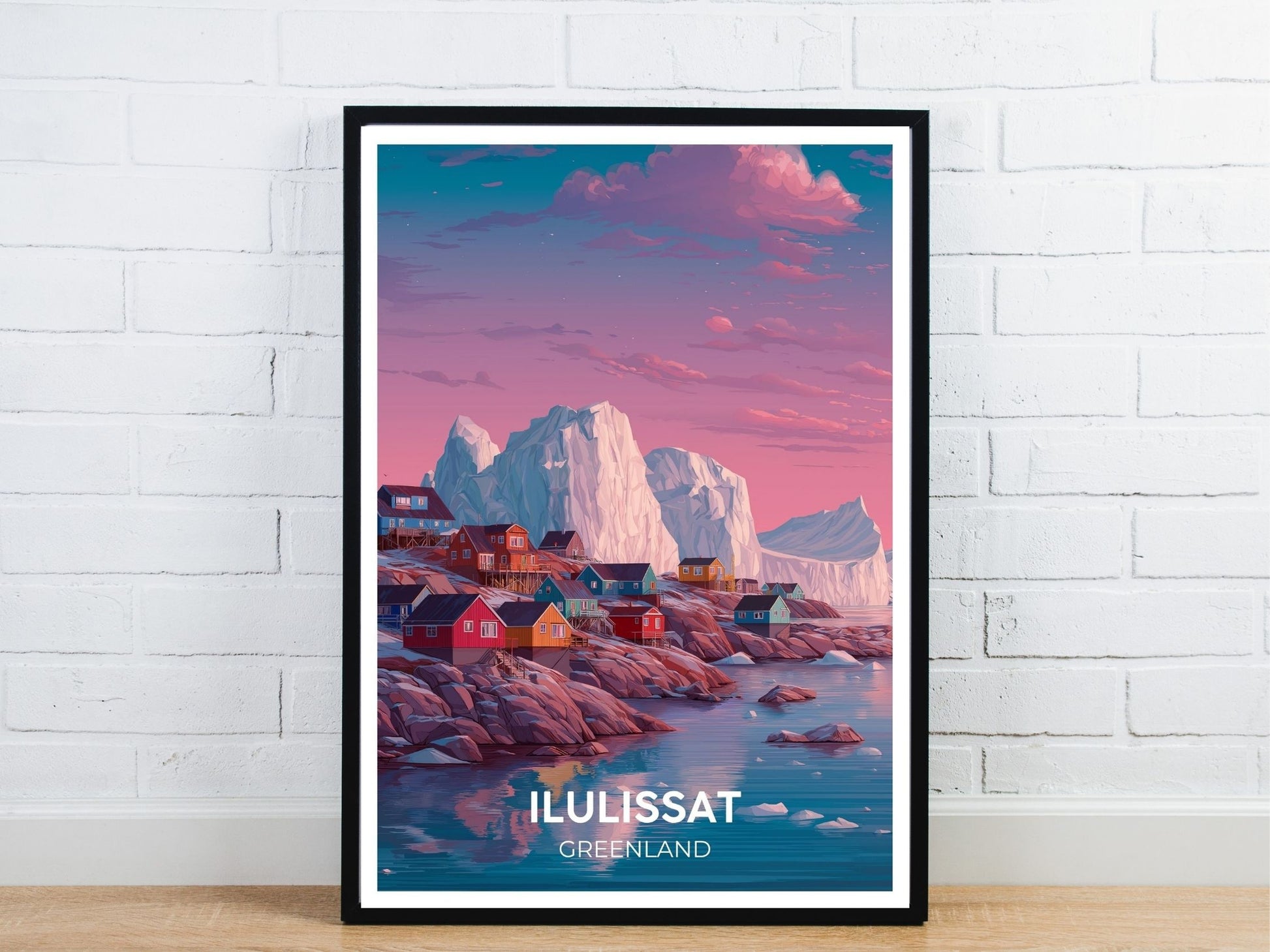 Minimal Ilulissat Greenland travel art poster – Atlas Prints