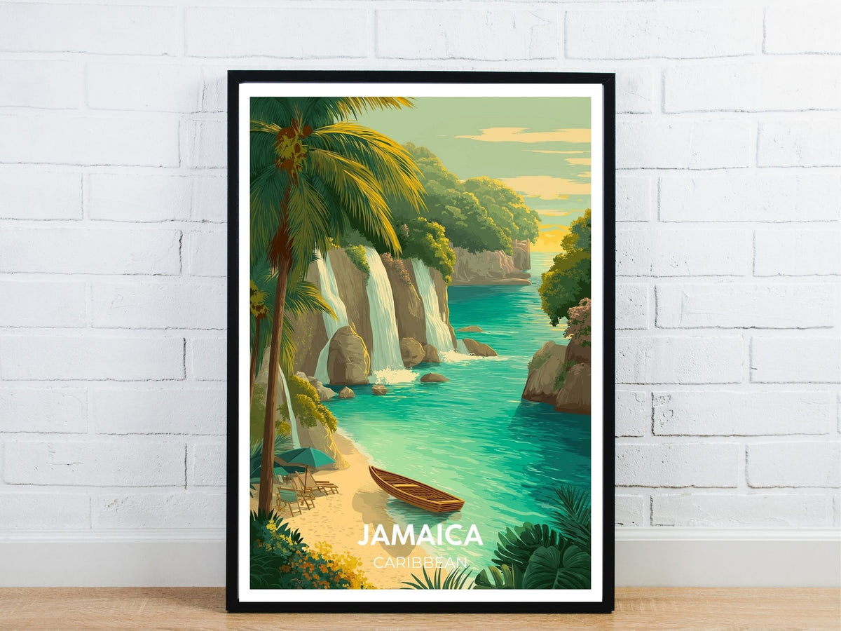 Minimal Jamaica Caribbean travel art poster – Atlas Prints