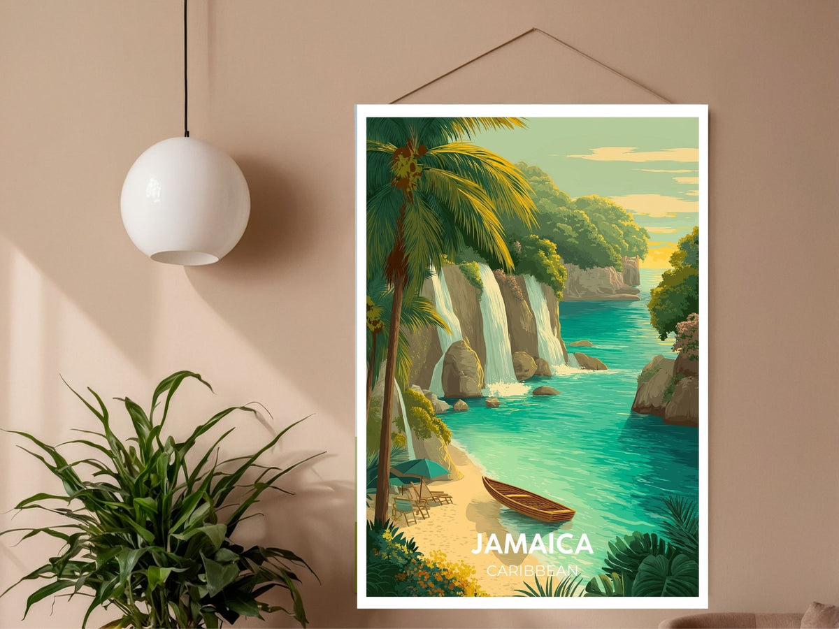 Close-up of Jamaica Caribbean travel poster matte texture – Atlas Prints