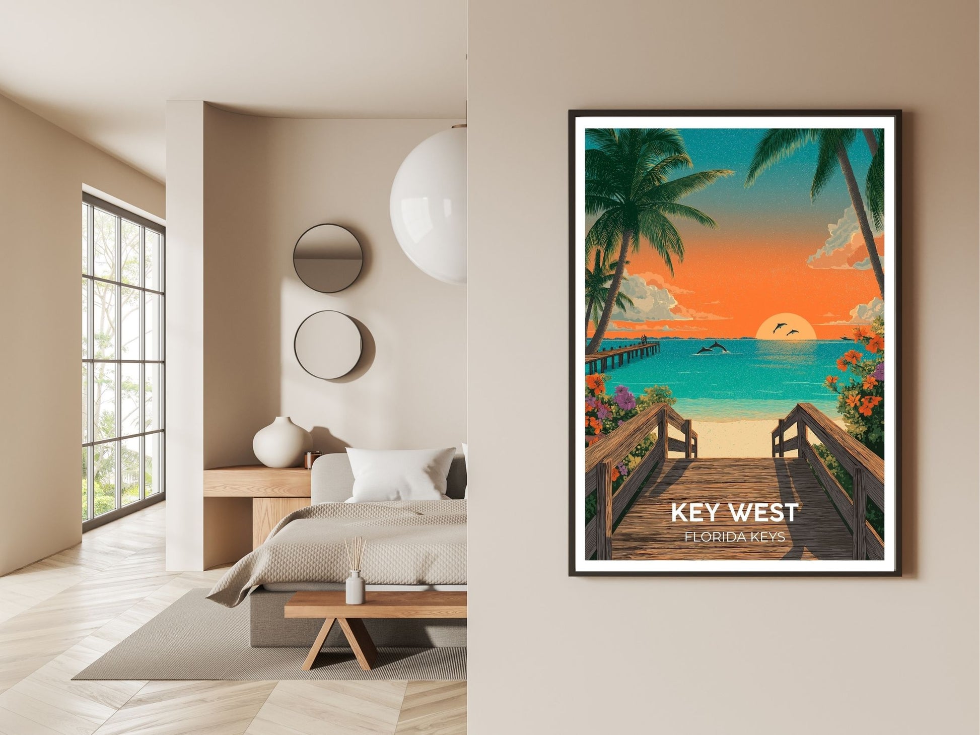 Gallery wall display of Key West Florida Keys travel poster – Atlas Prints